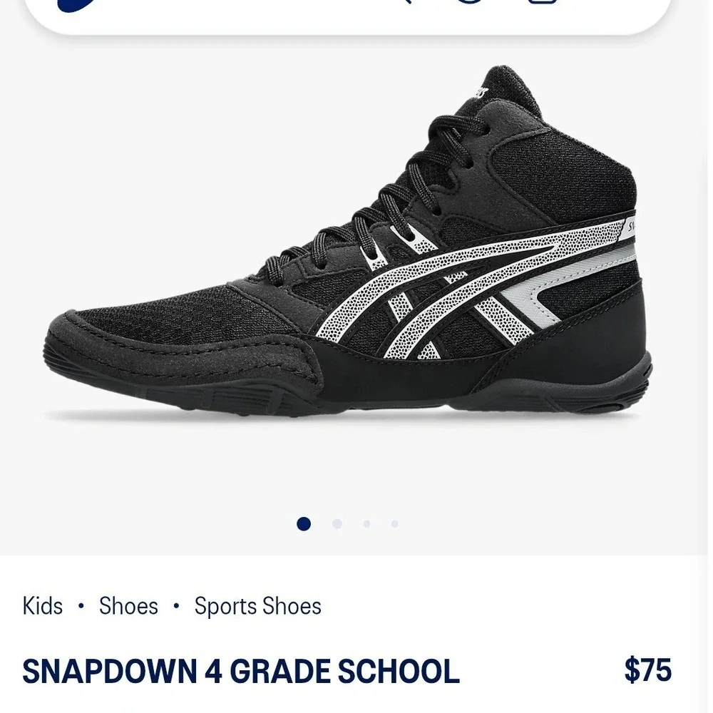 NWB Asics Snapdown 4 GS Black White Wrestling Shoes Kids Size 3